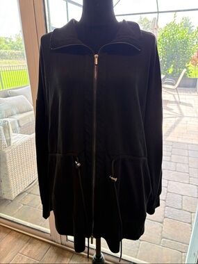 XXL Women's Black Zip-Front Drawstring Jacket